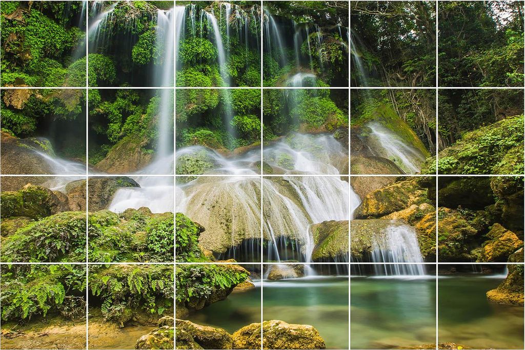 Fliesenaufkleber 20x20 cm – 24 Stück – Selbstklebend – Wasserfest – Pflegeleicht – Hitzebeständig – Für Küche & Bad – Wasserfall ...