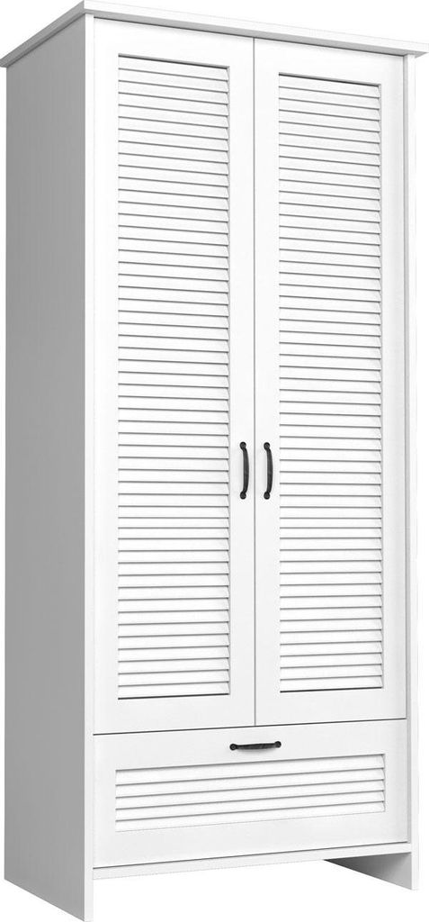 Kleiderschrank ORIENT Mehrzweckschrank 88x52x198cm Lamellentüren weiß