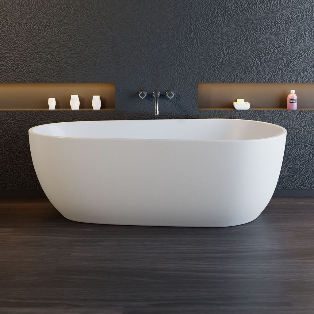 Freistehende Badewanne modern 170x80 cm  Design Standbadewanne Wanne Acryl Weiß 