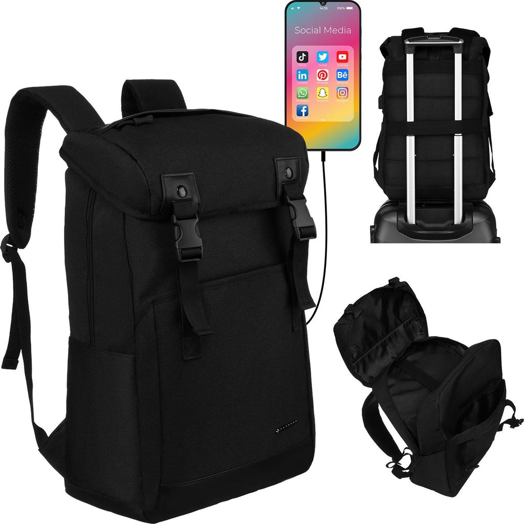 Peterson | City-Rucksack für Laptop mit Kofferhalterung Produktbild 