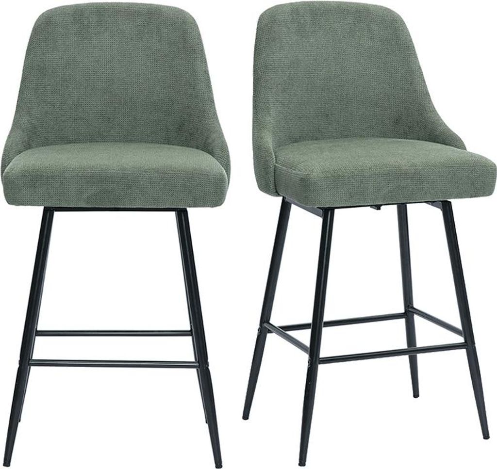 Miliboo - 360° drehbare Barhocker aus Chenille-Stoff in Produktbild 