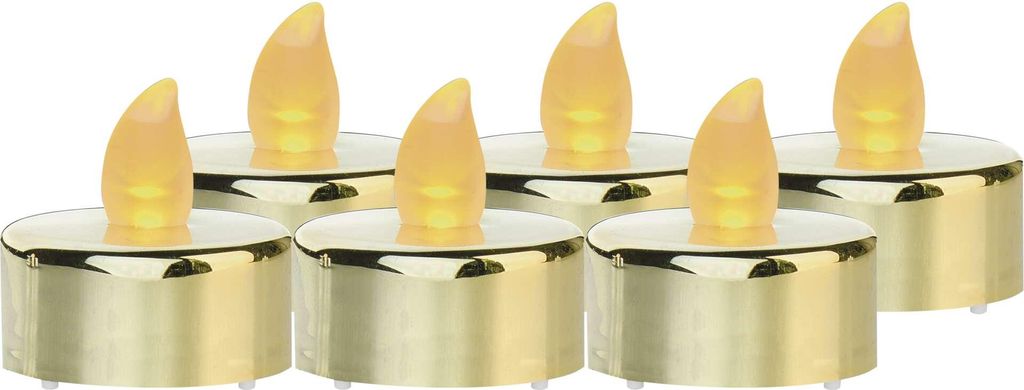 LED dekorace – čajová svíčka zlatá, CR2032, vnitřní, vintage, 6 ks