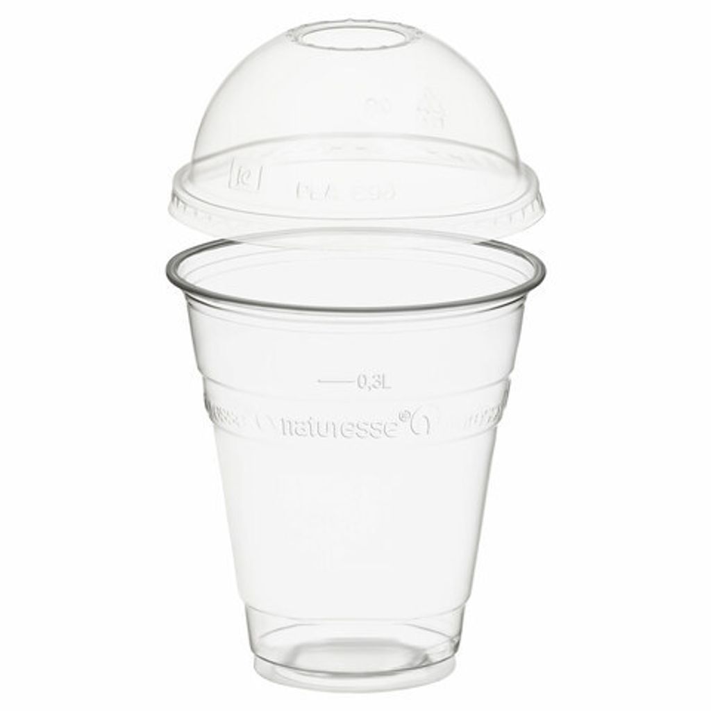 50x  Trinkbecher 300ml + Domdeckel mit Rundloch aus Produktbild 