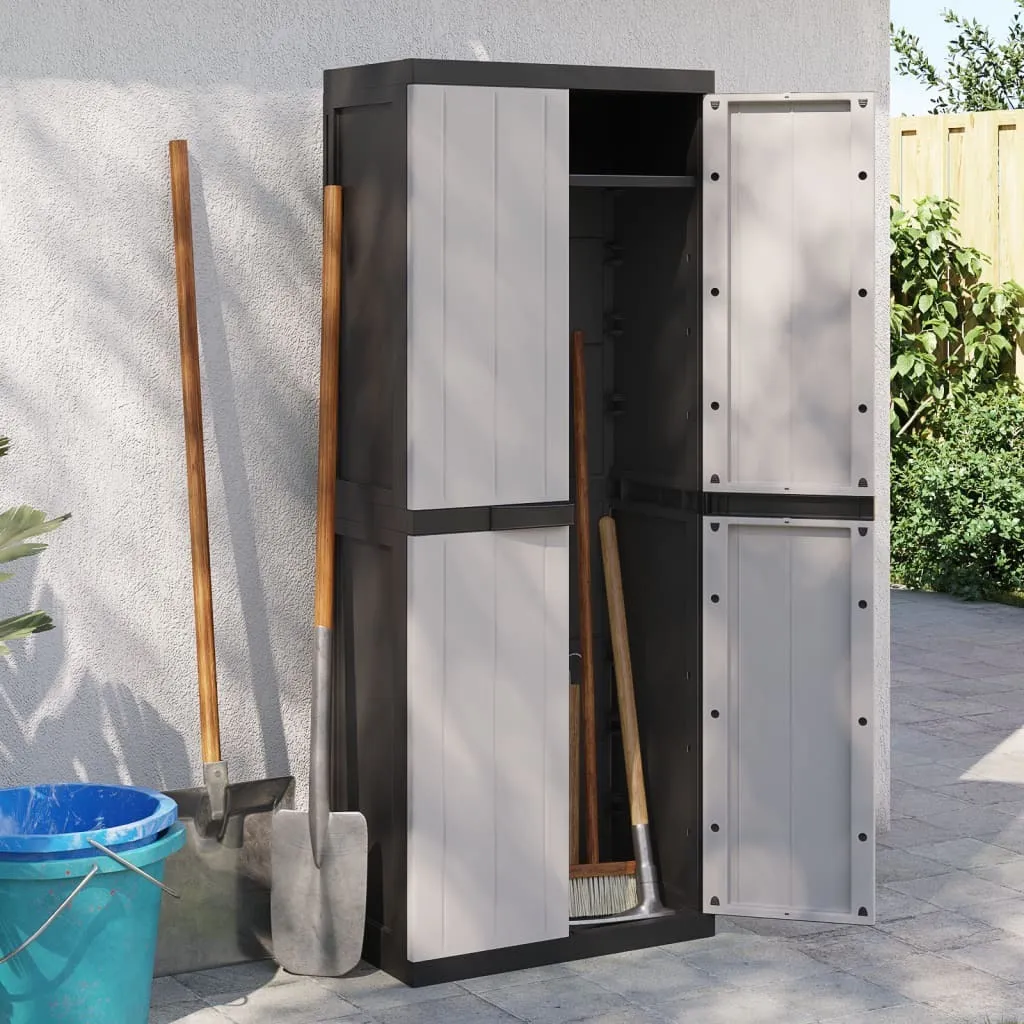 Armoire de jardin vidaXL 165 cm résistante aux UV en PP gris et noir