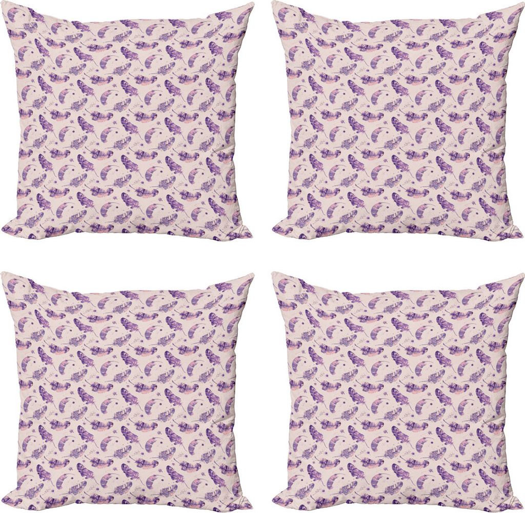ABAKUHAUS Aquarell Kissenbezug Set (4 Stück), Federn Farbe Blots, Moderner Doppelseitiger Digitaldruck, 45 cm x 45 cm, Indigo Mauve