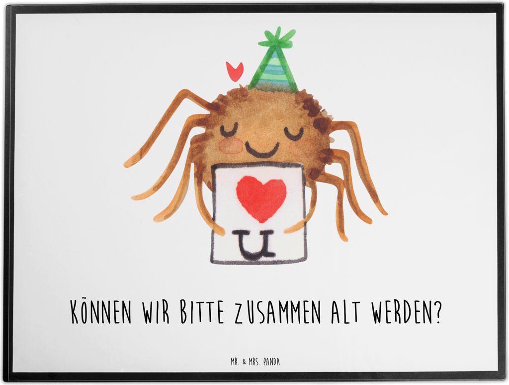 Mr. & Mrs. Panda schreibtischunterlage Spinne Agathe Brief - Weiß - Geschenk, schreibtischunterlagen, Heiratsantrag, tischauflage, Ich Liebe Dich,...