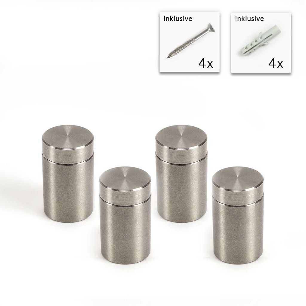 Abstandshalter Set - 4x Distanzhülsen aus Edelstahl (Madenschraube) - 15x20 mm