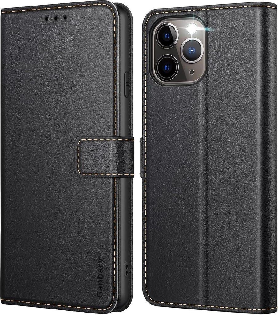 iPhone 11 Pro Leder Klapphülle mit Kartenschlitzen und Produktbild 