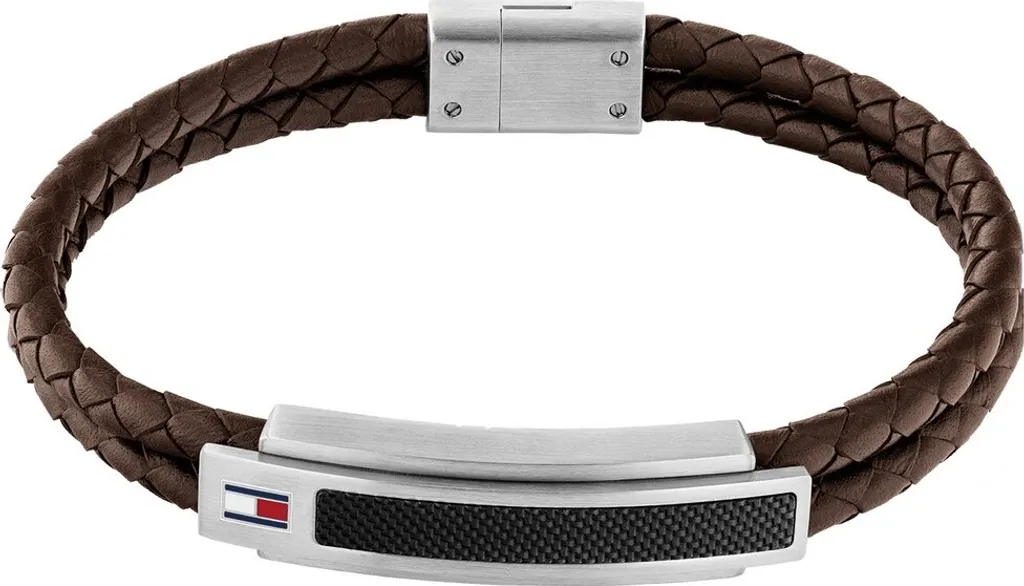 Tommy Hilfiger 2790355 Bracciale Pique Uomo | Pelle Marrone e Acciaio