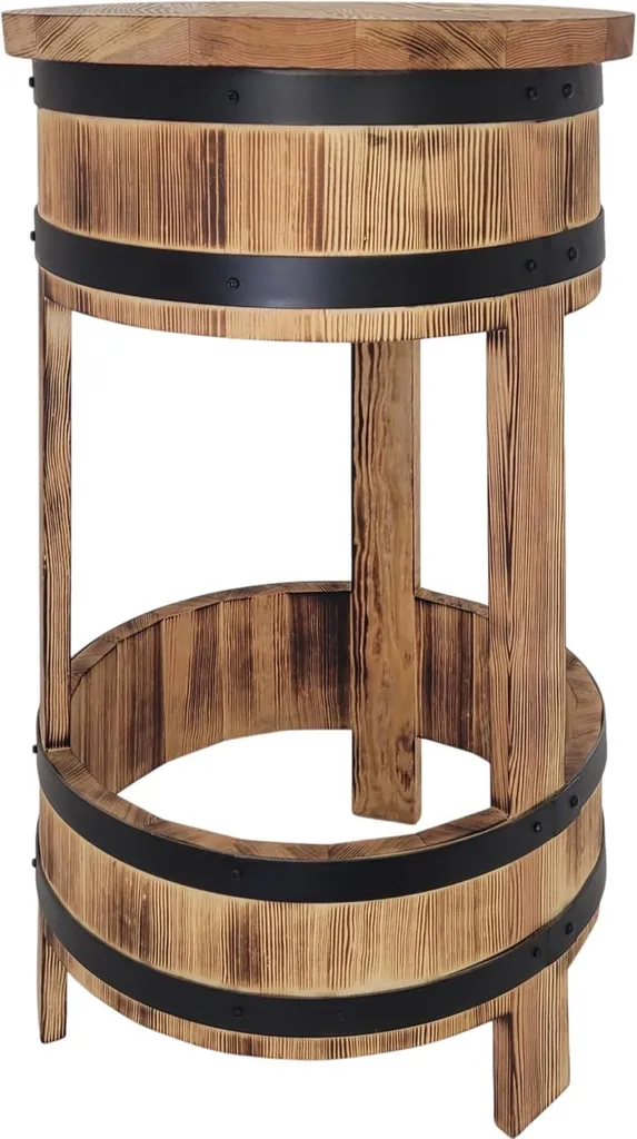 Tabouret de bar rustique weeco en pin massif flammé et métal, 76 cm