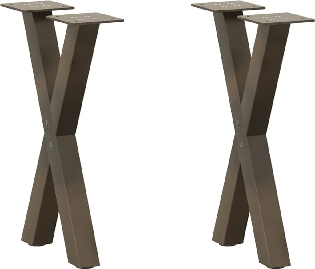 Gambe Tavolino a X in Acciaio Naturale 28x43 cm - Eleganza Urbana