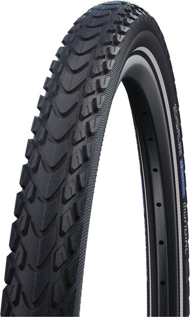 A close-up studio shot of a bicycle tire.