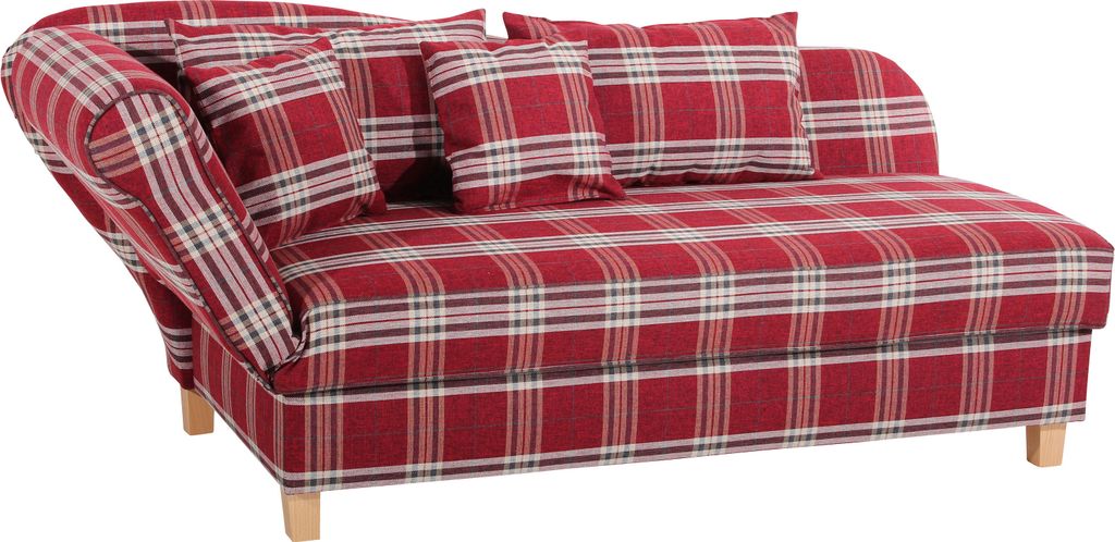 Max Winzer Recamiere mit Armteil links klappbar Selma - Flachgewebe rot - Maße: 190 / 210 x 88 x 82 cm
