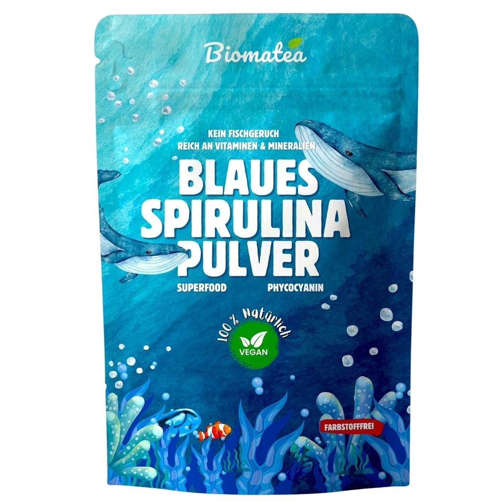 Biomatea Blue Spirulina Pulver 30g – Reines Phycocyanin E25 Produktbild 