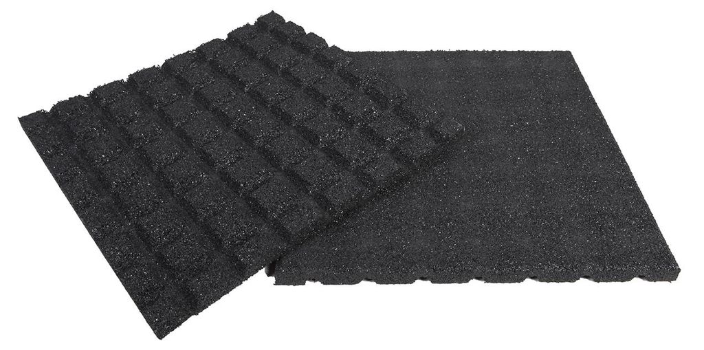 Tappeto anticaduta nero 50 x 50 x 2,5 cm lastre di gomma - Immagine del prodotto 
