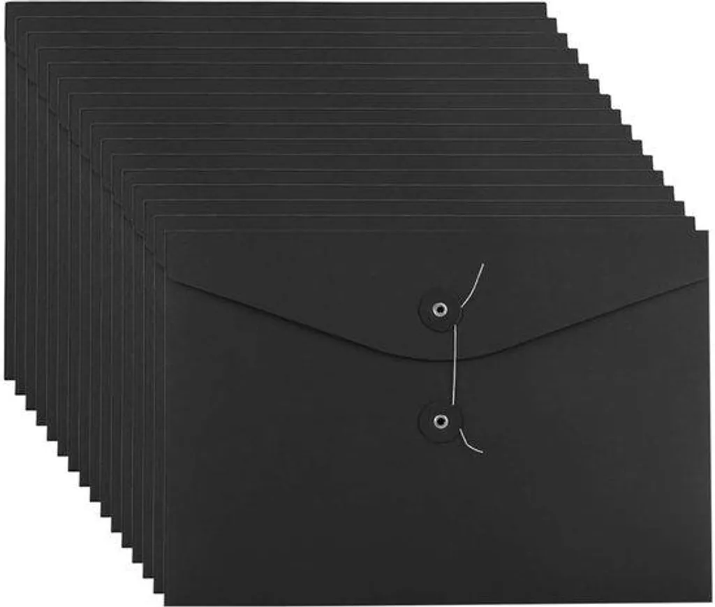 Chemises renforcées en kraft A4 avec fermeture sécurisée noire - Lot de 16