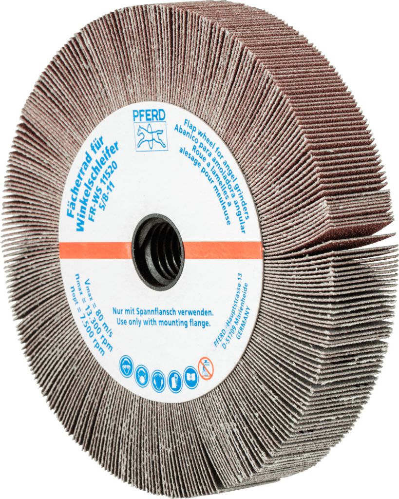 PFERD TOOLS Lamellenschleifrad für Winkelschleifer FR WS Ø 115x20mm 5/8-11 A120 universelle Anwendung