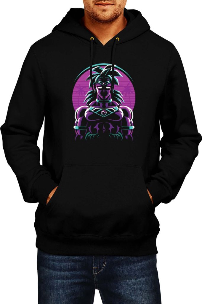 Herren Kapuzenpullover Dragon Anime Manga Ball Z Retro Broly 01, Man 2XL / Schwarz