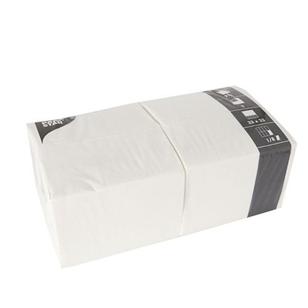 1000 Servietten, 3-lagig 1/8-Falz 33 cm x 33 cm weiss Produktbild 
