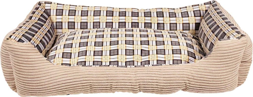 Inny, Hundebett 75x58x19 cm Größe L mit komfortablen Rändern, Gelbgrau