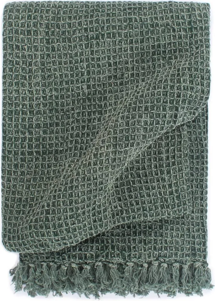 Jeté de lit coton 160x210 vert foncé - Couverture légère et douce - 5