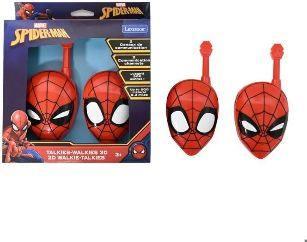 Walkie-talkie, LEXIBOOK Spiderman 3D, portata 200 m, design ergonomico, 2 canali