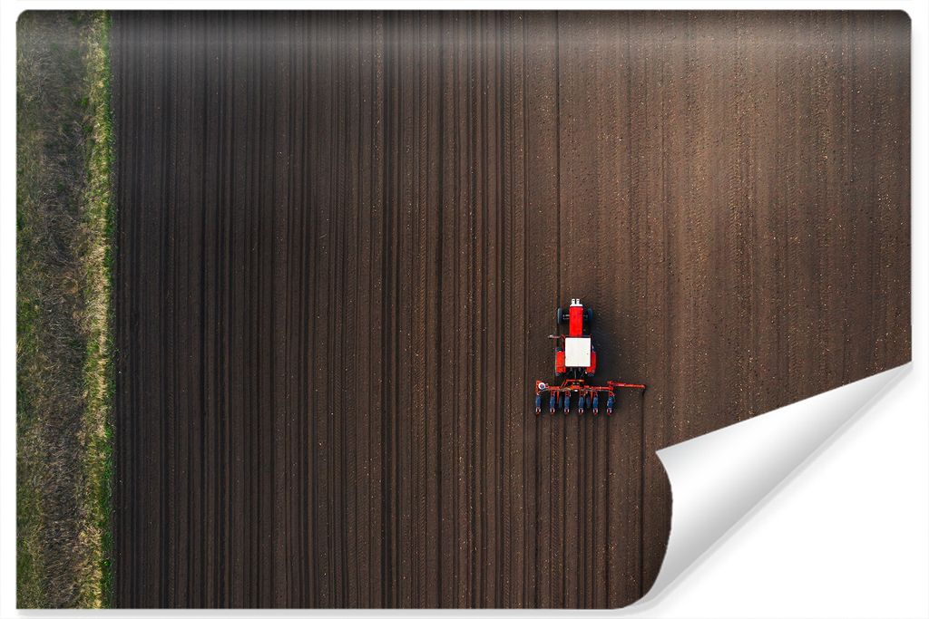 Muralo XXL Vlies FOTOTAPETE FELD Traktor Aussicht Vogelperspektive (B) 90 cm x (H) 60 cm Tapete Wandtapete WOHNZIMMER SCHLAFZIMMER 4594