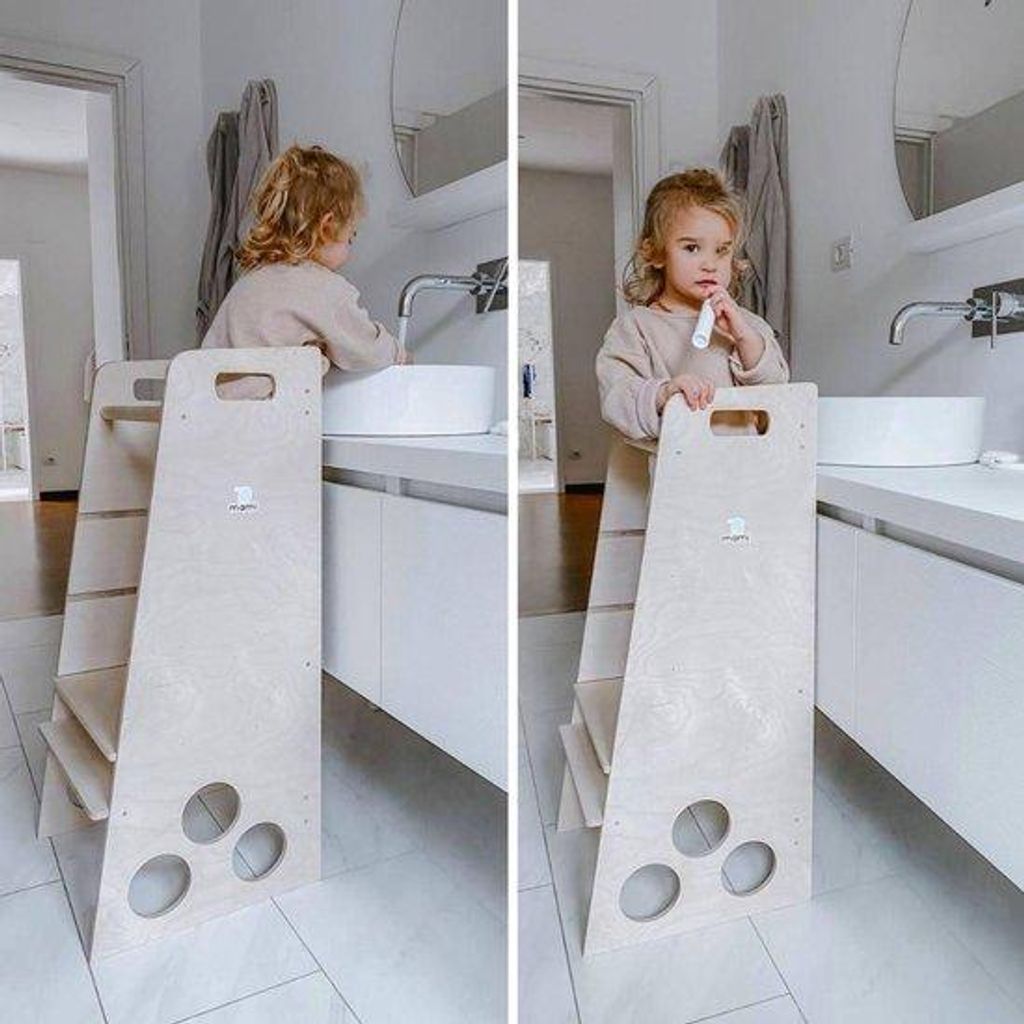 Holzleiter für Kinder von 2 bis 6 Jahren - kann in eine Treppe, ein Tisch oder ein Hochstuhl umgewandelt werden - Italien