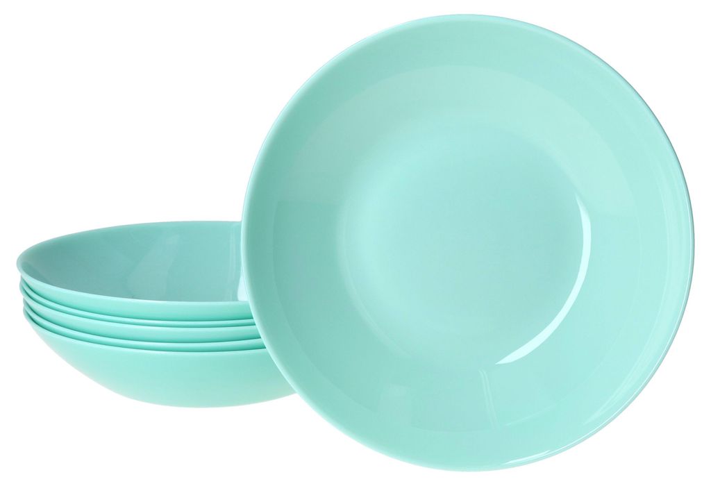 6er Set Mint tiefe Suppenteller aus Glas 420ml Pasta Salat Produktbild 