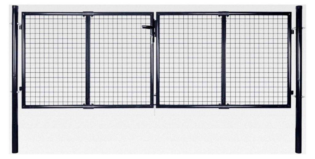 Gitter-Gartentor aus verzinktem Stahl 306 x 100 cm Grau