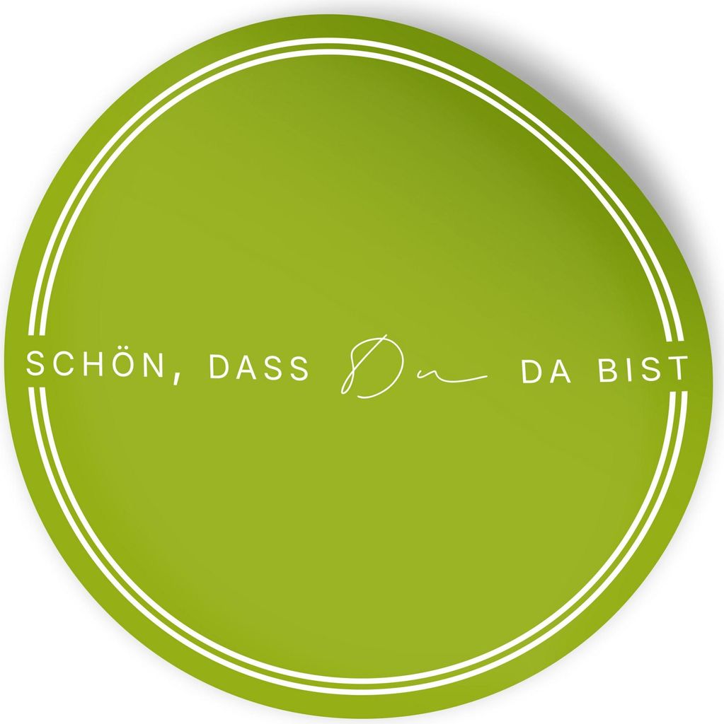 ITENGA 24x Aufkleber Sticker 4cm rund Schön dass du da bist V3 frühlingsgrün