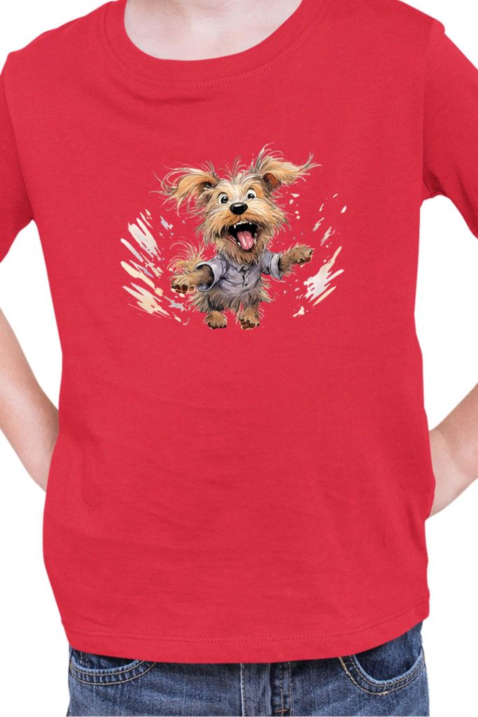 Kinder T-Shirt Funny Dogs Breeds Yorkshire Terrier Dog Breed, 5-6 Jahr - 116 / Rot