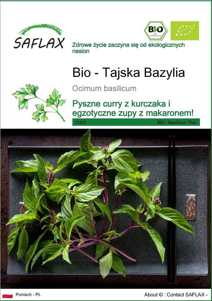SAFLAX - Bio - Tajska Bazylia - 250 Nasiona - Ocimum Zdjęcie produktu 