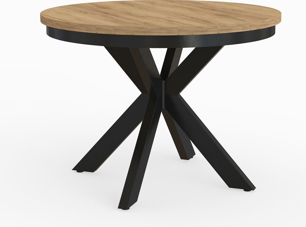 MEBLINI Esstisch Rund Ausziehbar aus Metall - Loft - Esszimmertisch Modern - Küchentisch - Ausziehtisch - Round Dining Table - Esszimmertische - 1...
