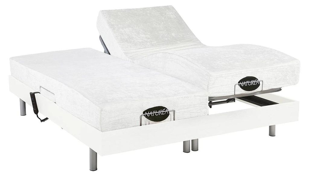 Entspannungsset alle Fliesen + Körperformgedächtnis und Bambus LYSIS III von NATUREA - OKIN Motoren - 2 x 80 x 200 cm - weiß