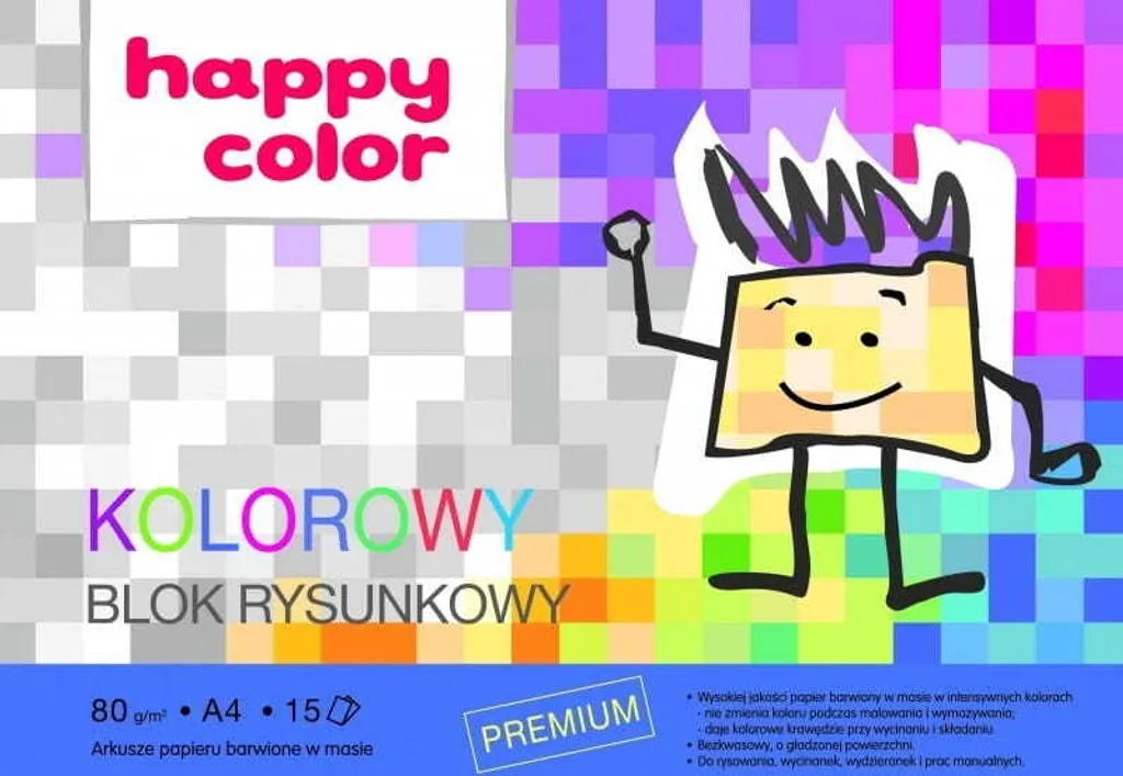 Bloc de dessin A4 20 feuilles colorées 80g Happy Color haute qualité