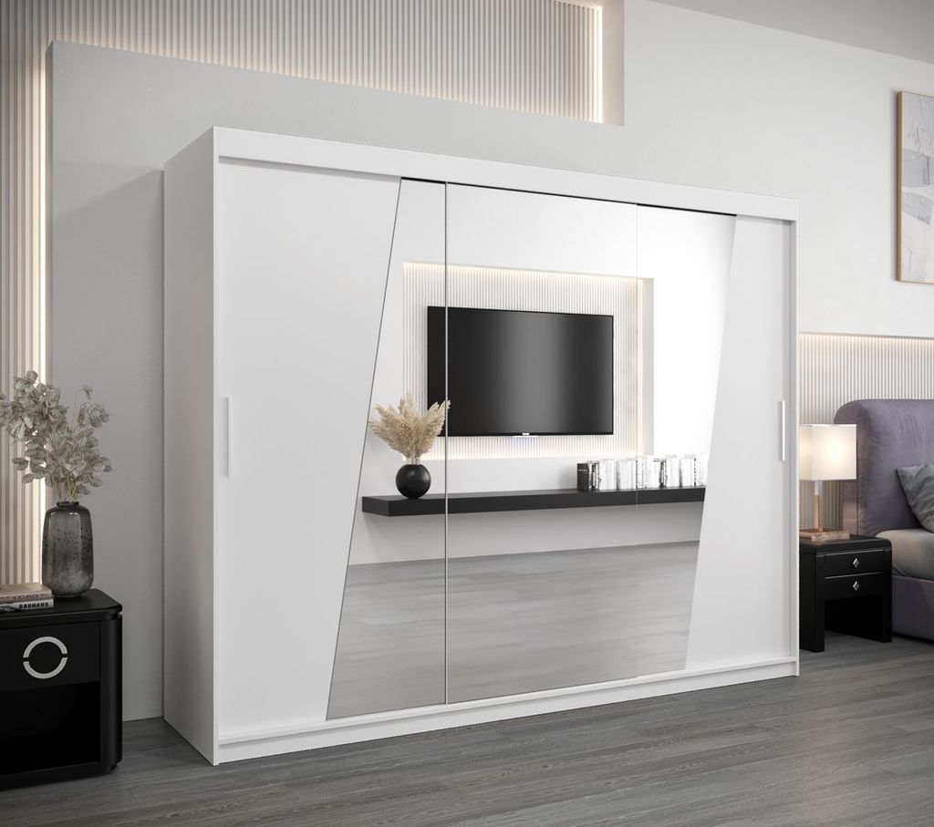 Schwebetürenschrank GABRIELA – Breite 250 cm, Weiß