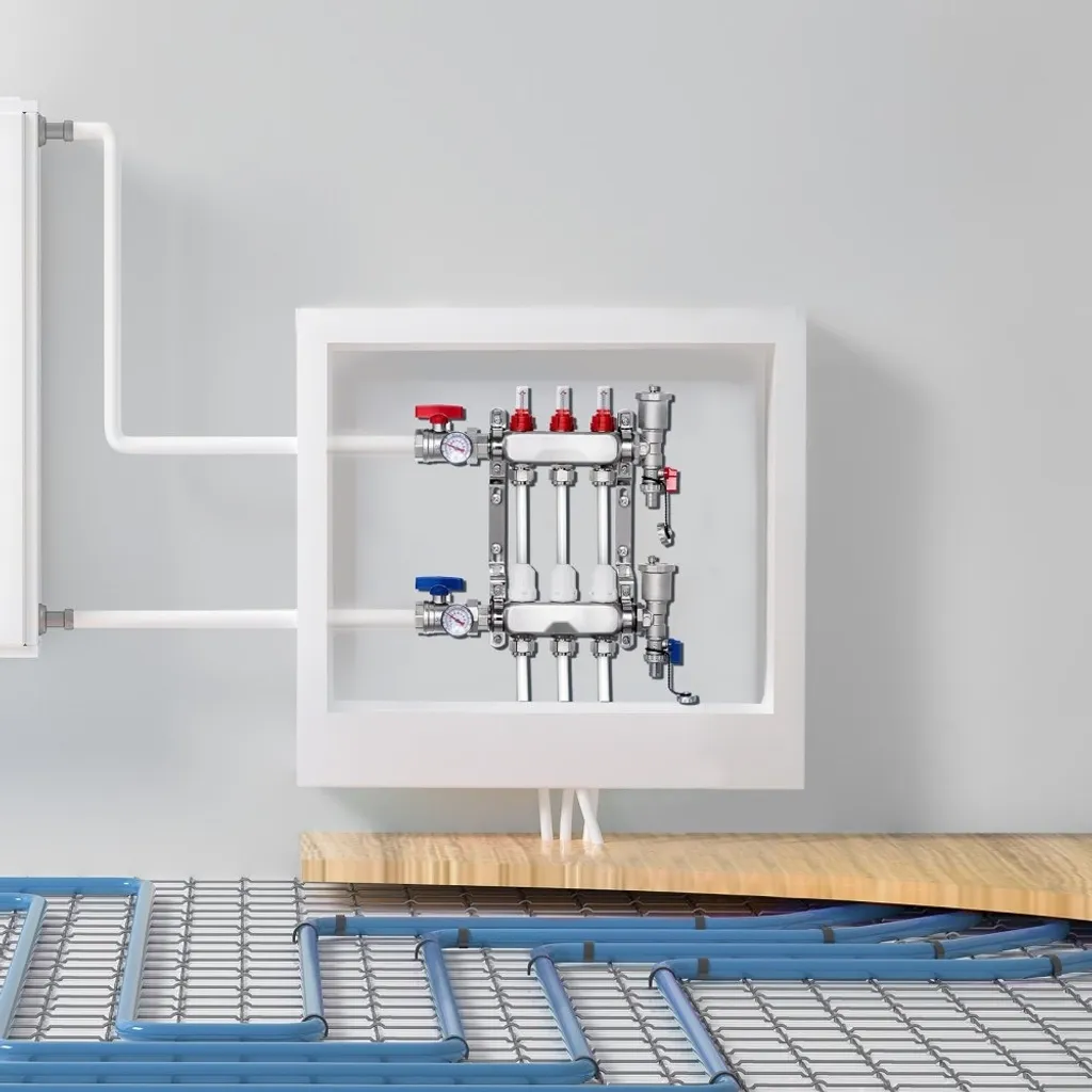 Distributeur chauffage sol 3 circuits - Indicateur débit 5L/min réglable - 8