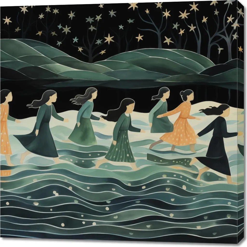 Quadro 100x100 cm Processione notturna