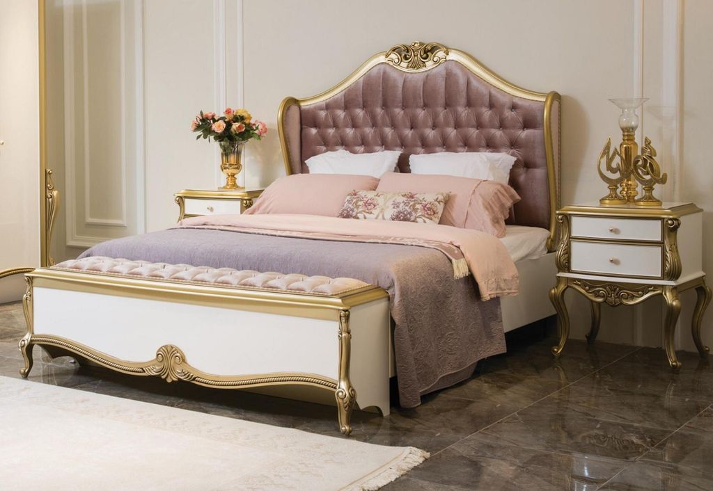 Chesterfield Bettrahmen Design Polster Luxus Bett Schlafzimmer Betten Möbel Rosa