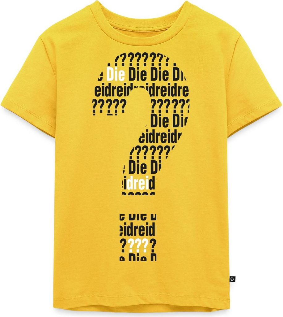 Spreadshirt Die Drei Fragezeichen Kids Logo Schwarz Weiß Kinder Premium T-Shirt, 122/128 (6 Jahre), Sonnengelb