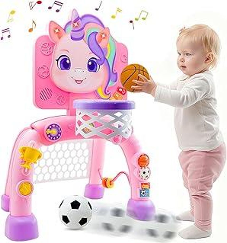 Mini Basketballkorb Fußballtor Kleinkind Indoor Outdoor Sportspielzeug mit Ball, Garten Spiele Sensorik Spielzeug Geschenk für Kinder Jungen und ...