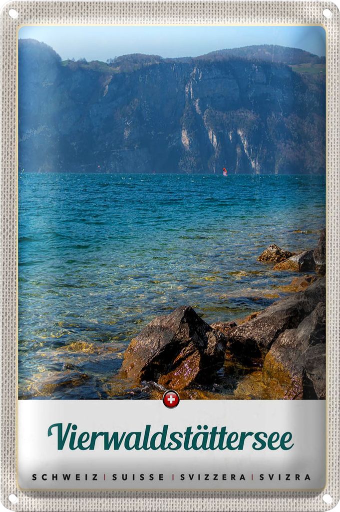 Blechschild Reise 20x30cm Vierwaldstättersee See Schweiz Natur