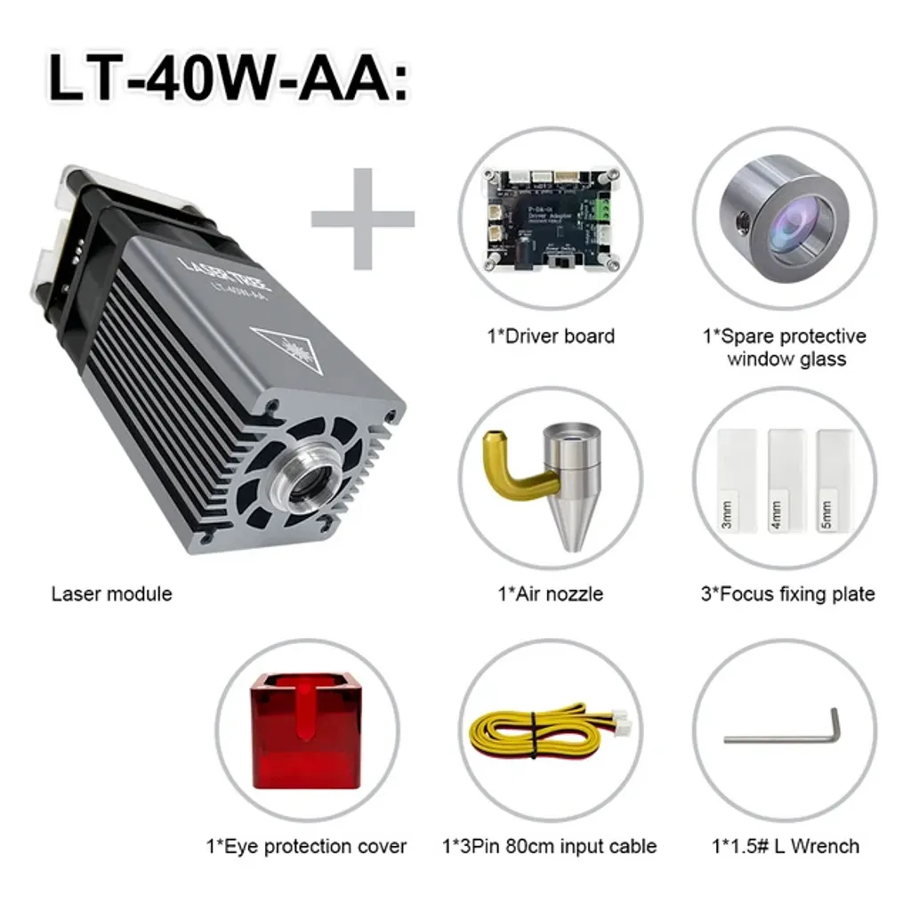 Tête Laser Bleue LT-40W-AA - Module Laser 40W Haute Précision Optique