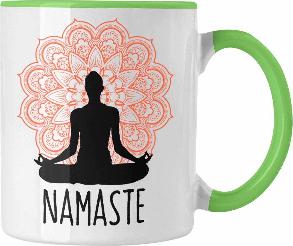 Trendation - Meditations-Tasse Inspirierendes Geschenk für Meditationliebhaber Namaste (Grün)
