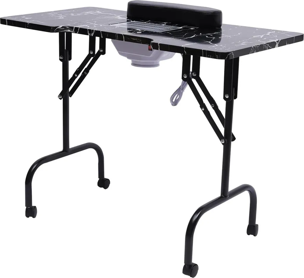 Table manucure avec extracteur de poussière et ventilateur - Noir Pro