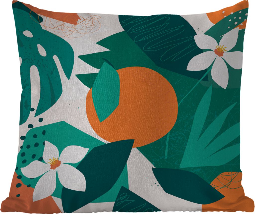 MuchoWow Outdoor Kissen - Blumen - Obst - Dschungel - 50x50 cm - Wetterfest - Lounge Kissen - Komfortabel - Kissen mit Bild