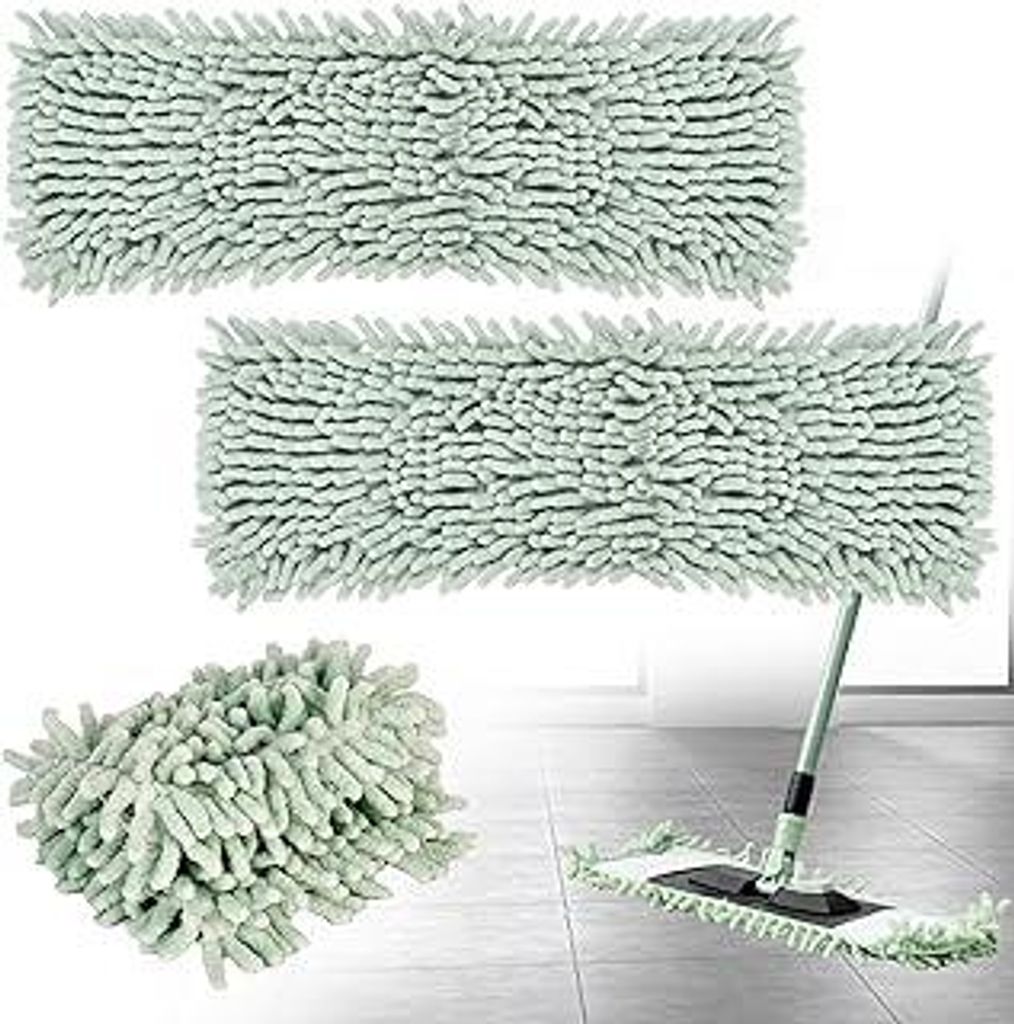 Mikrofaserbezug 2er Set, Chenille Mikrofaser Bodenwischer, Wischmoppbezug Ersatzbezug, Chenille Flachmopp, Bodenwischer Wischbezug für ideale Schm...