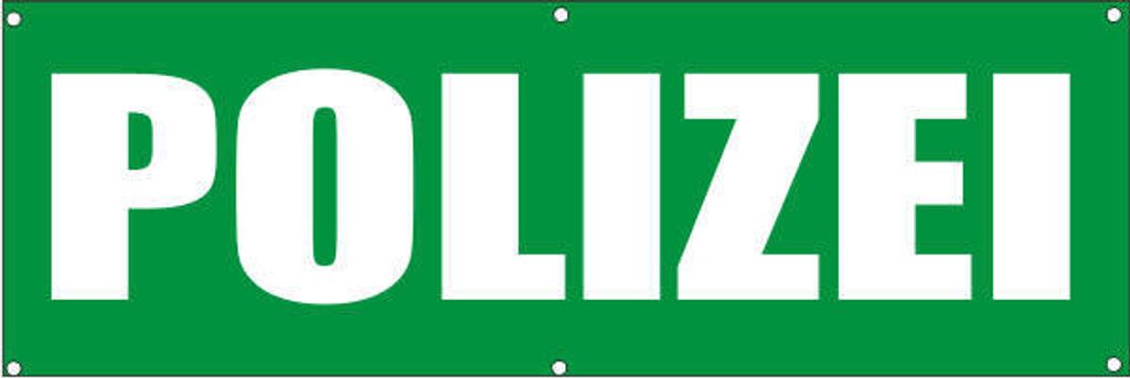 Werbeplane / Gerüstplane - p112 - Polizei - NEU - 200 cm x 67 cm - für Baustelle, Garten, Zaun oder Veranstaltung