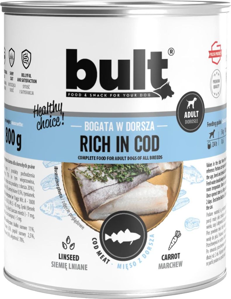 BULT Puszka dla psa bogata w dorsza 800g Zdjęcie produktu 